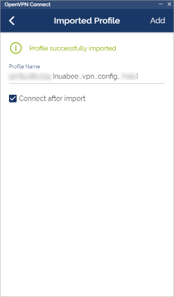 OpenVPN Connect. Validate configuration file.